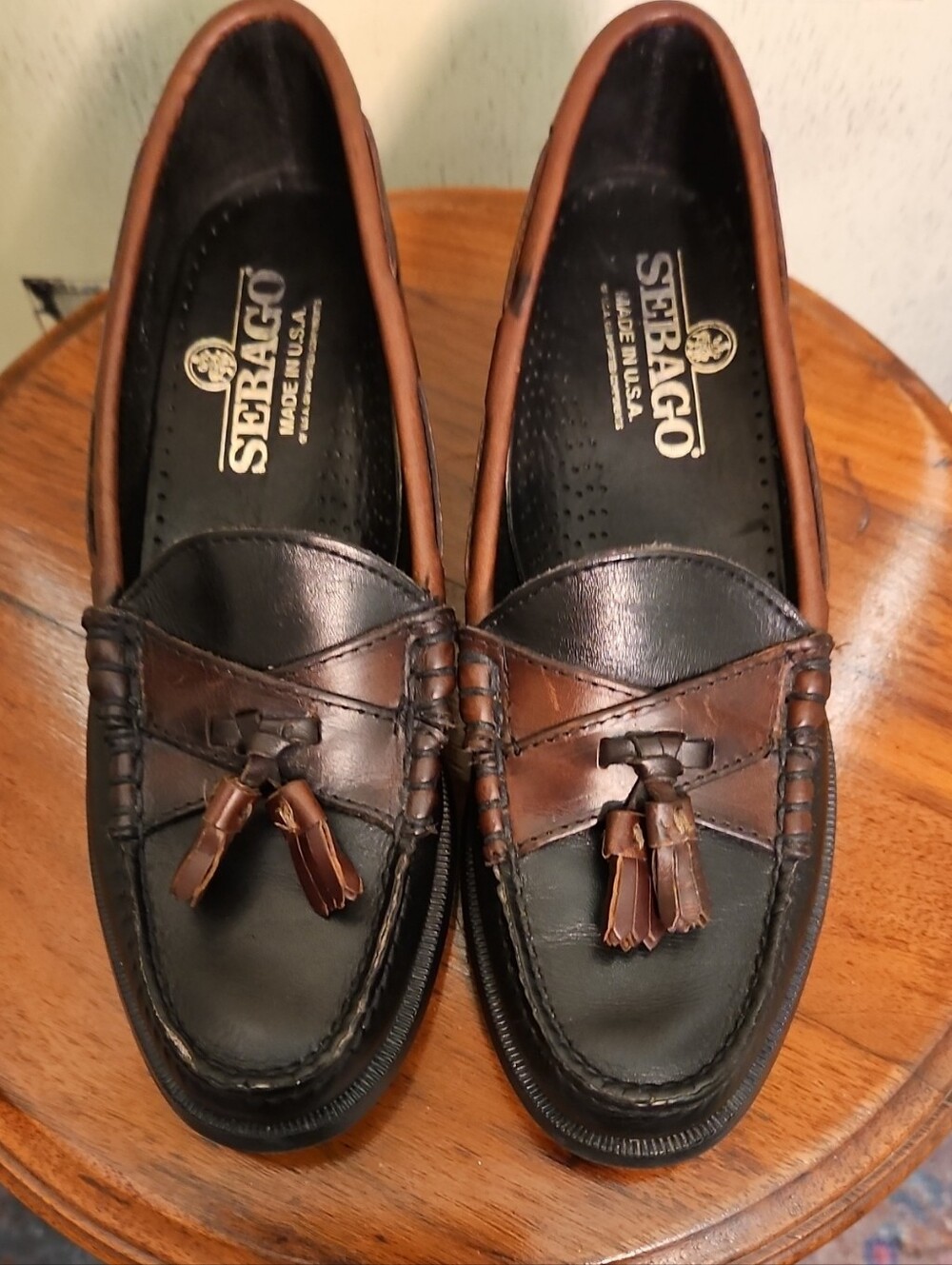 Vintage Sebago Lites Two-Tone Kiltie Tassel Loafers Women's Size 8 Slim Narrow.